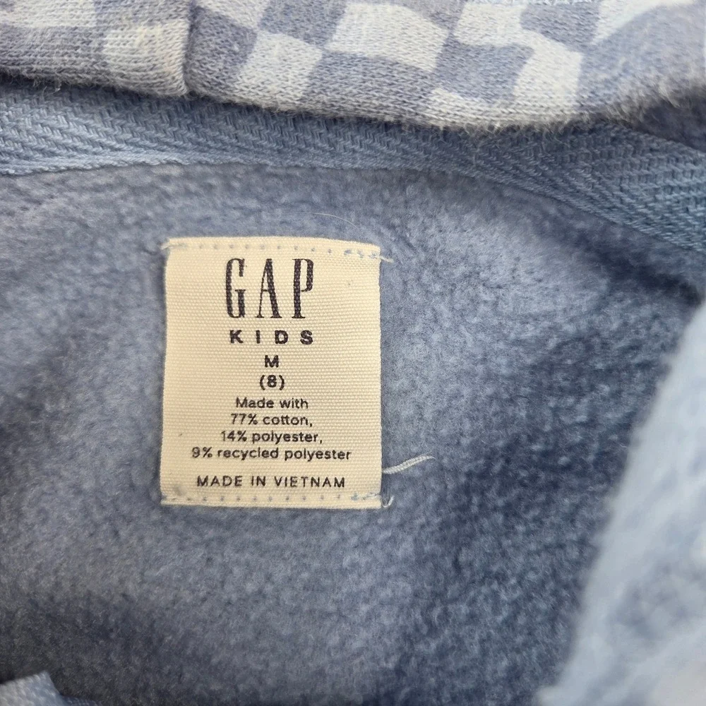GAP Full Zip Hoodie M (8) Blue Checkered Logo Skatecore Streetwear‎ Skater